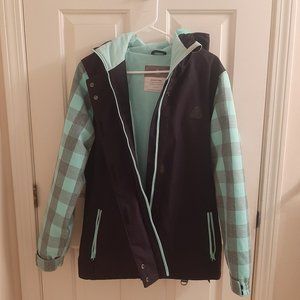 APERTURE Black & Mint 10000 mm Snowboard Jacket, Size Large